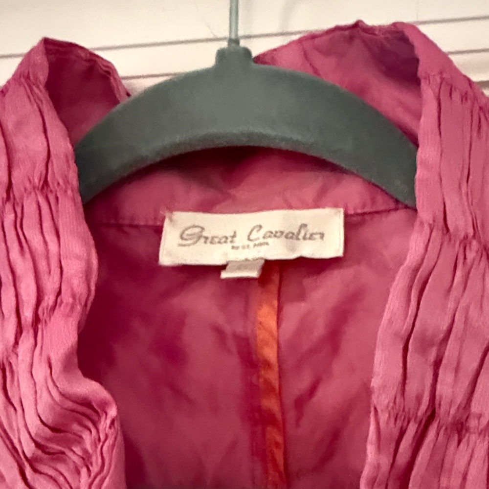 Womens Pink Ruffled Front Zip Jacket - Picture 2 of 4